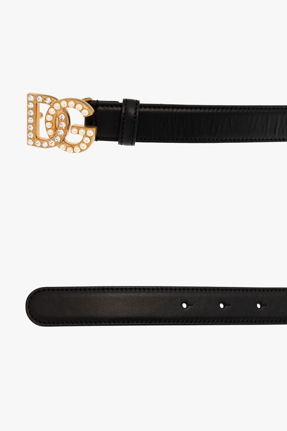 ベルト DOLCE & GABBANA Woman Belt Black BE1577AQ339 8S574 Leather belt with baroque DG logo in Black for Women